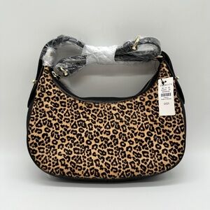 Talbots Leather Calf Hair Small Crescent Shaped Shoulder Handbag